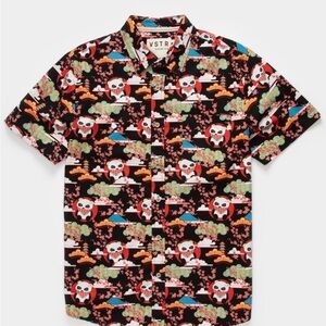 VSTR Premium Japan Cherry Panda Shirt Mens XXL Black Red Button Up Short Sleeve